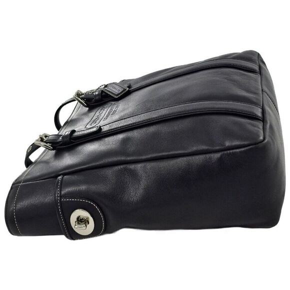 Coach Hamptons Tote 8E92 Black Smooth Leather Shoulder Bag Shopper Tote Bag - Picture 6 of 14